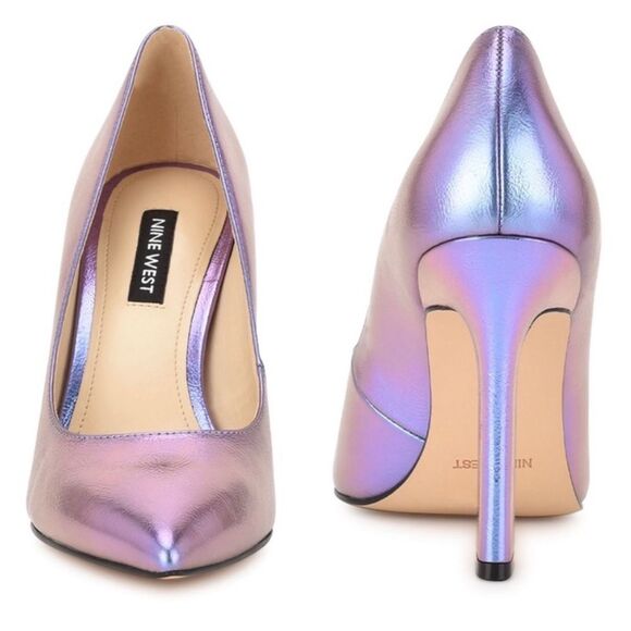 Nine West Trendz Pointy Toe Metallic Lilac Purple Pumps Heels - Picture 3 of 10